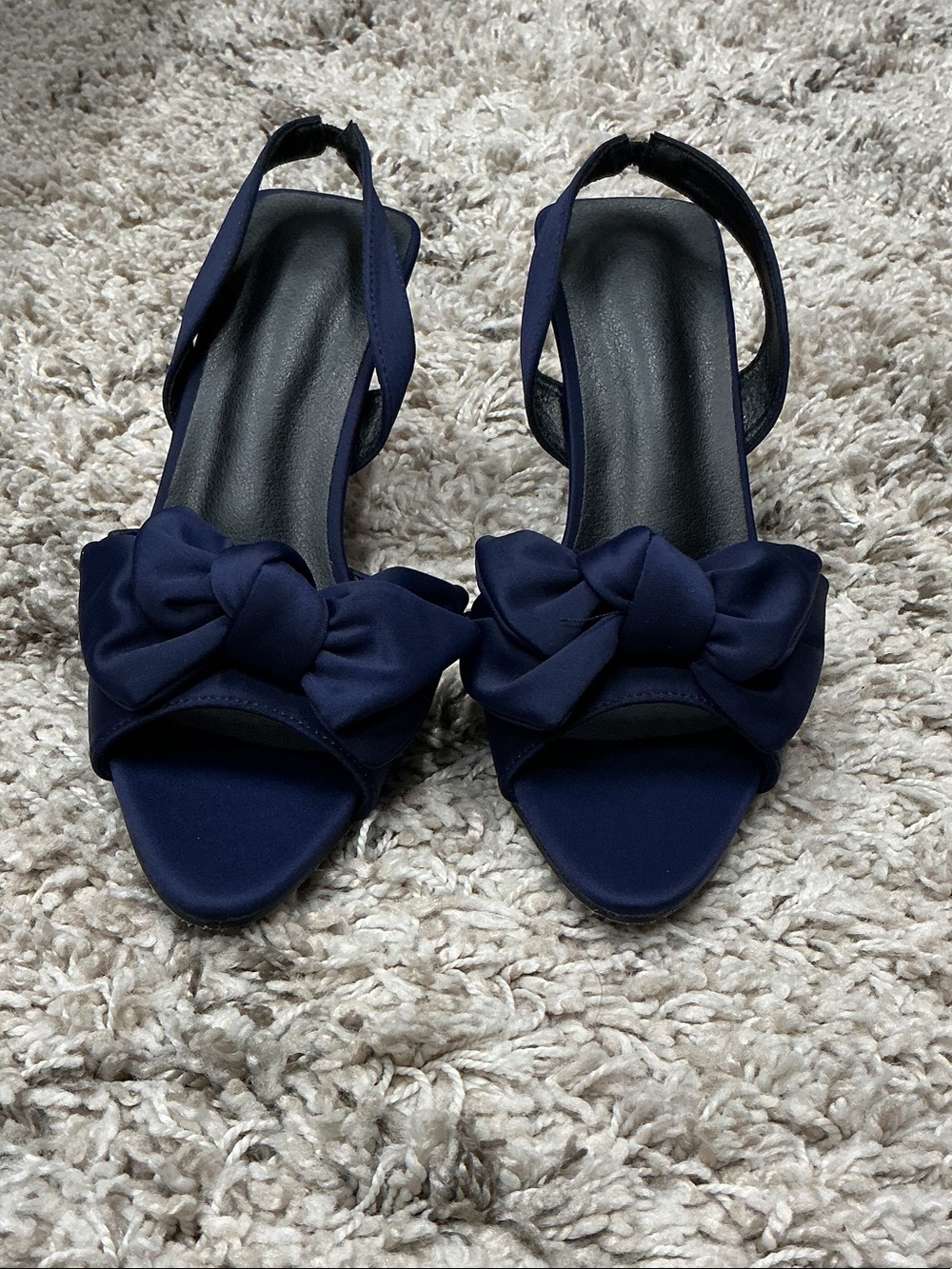 Women's Navy Bow Slingback Heels